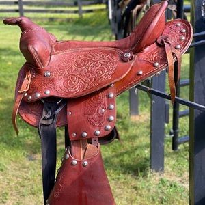 Silver Studded Youth Western Saddle